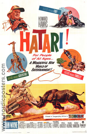 Hatari 1962 poster John Wayne Elsa Martinelli Howard Hawks