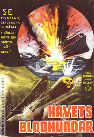 Havets blodhundar 1958 poster John Bentley Brett Halsey Wayne Heffley Spencer Gordon Bennet Skepp och båtar