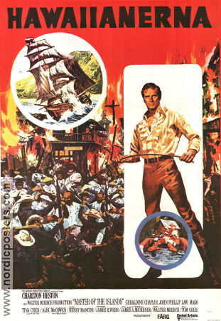 Hawaiianerna 1970 poster Charlton Heston Tina Chen Geraldine Chaplin Tom Gries Skepp och båtar