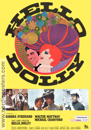 Hello Dolly! 1969 poster Barbra Streisand Walter Matthau Michael Crawford Louis Armstrong Gene Kelly Affischkonstnär: Richard Amsel Musikaler