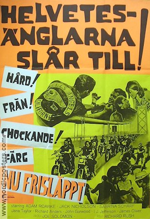 Helvetesänglarna slår till 1967 poster Jack Nicholson Adam Roarke Richard Rush Motorcyklar