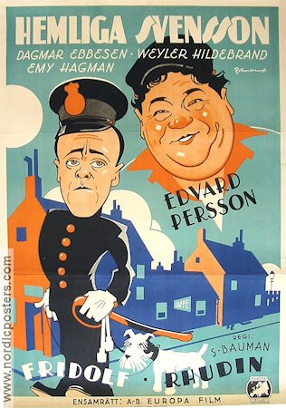 Hemliga Svensson 1933 poster Fridolf Rhudin Edvard Persson Weyler Hildebrand Schamyl Bauman Eric Rohman art