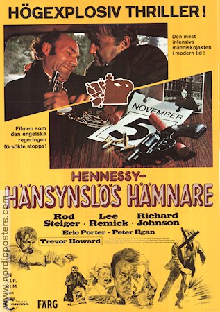 Hennessy 1975 poster Rod Steiger Lee Remick Richard Johnson Don Sharp