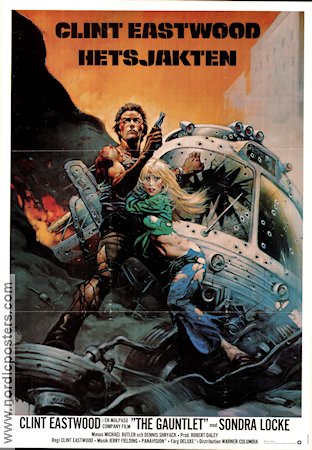 Hetsjakten 1977 poster Sondra Locke Pat Hingle Clint Eastwood Affischkonstnär: Frank Frazetta Bilar och racing