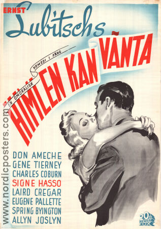 Himlen kan vänta 1943 poster Don Ameche Gene Tierney Signe Hasso Ernst Lubitsch Romantik