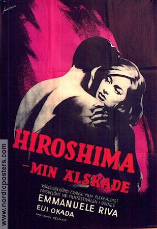 Hiroshima min älskade 1959 poster Emmanuelle Riva Eiji Okada Alain Resnais Asien