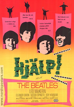 Hjälp! 1965 poster Beatles John Lennon Paul McCartney George Harrison Richard Lester Rock och pop Musikaler