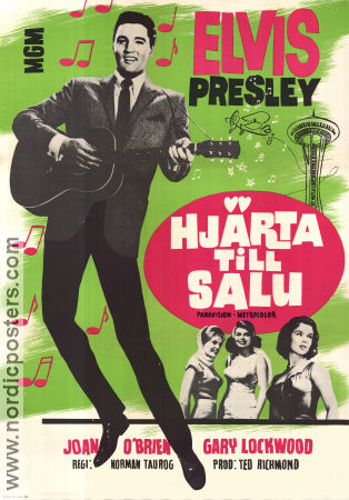 Hjärta till salu 1963 poster Elvis Presley Joan O´Brien Gary Lockwood Norman Taurog Musikaler Rock och pop