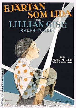 Hjärtan som lida 1927 poster Lillian Gish Fred Niblo