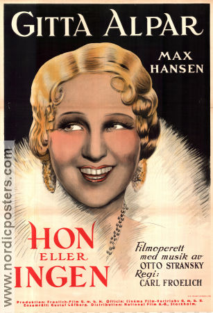 Hon eller ingen 1932 poster Gitta Alpar Max Hansen Carl Froelich
