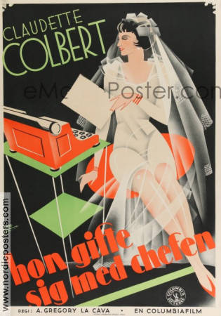 Hon gifte sig med chefen 1935 poster Claudette Colbert