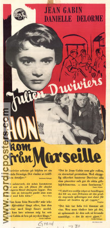 Hon kom från Marseille 1956 poster Jean Gabin Daniele Delorme Julien Duvivier