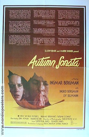 Höstsonaten 1978 poster Ingrid Bergman Liv Ullmann Ingmar Bergman Foto: Sven Nykvist