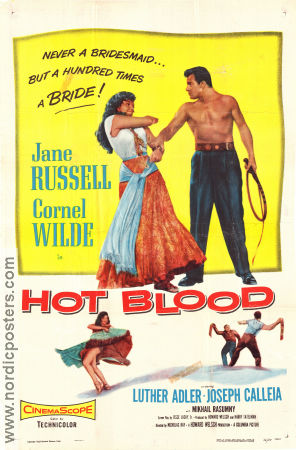 Hot Blood 1956 poster Jane Russell Cornel Wilde Luther Adler Nicholas Ray Musikaler