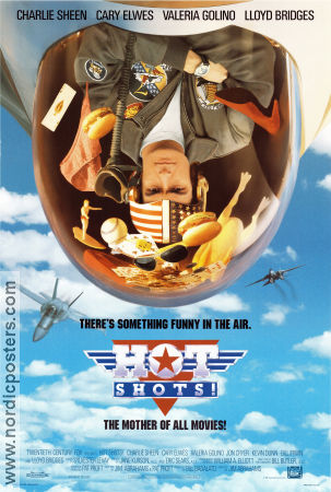 Hot Shots! 1991 poster Charlie Sheen Cary Elwes Valeria Golino Jim Abrahams Flyg Mat och dryck