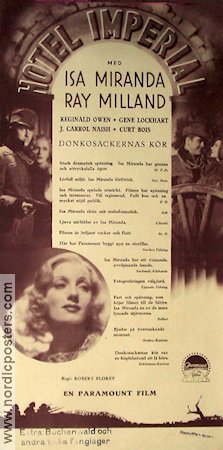 Hotel Imperial 1939 poster Isa Miranda Ray Milland