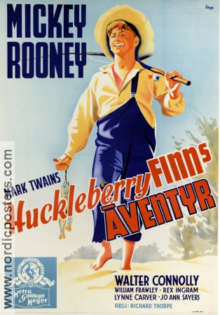 Huckleberry Finns äventyr 1939 poster Mickey Rooney Walter Connolly Richard Thorpe