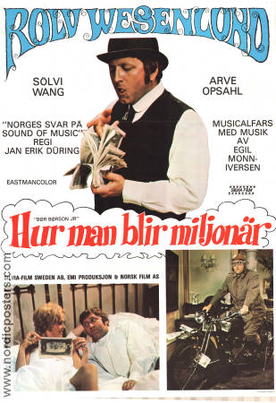 Hur man blir miljonär 1974 poster Rolv Wesenlund Arve Opsahl Jan Erik Düring Norge Pengar