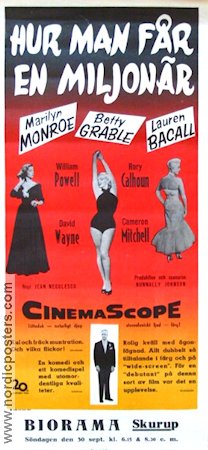 Hur man får en miljonär 1954 poster Marilyn Monroe Betty Grable Lauren Bacall Damer