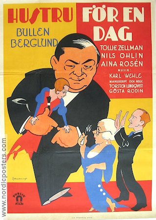 Hustru för en dag 1933 poster Bullen Berglund Tollie Zellman Eric Rohman art