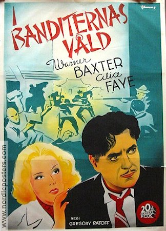 I banditernas våld 1941 poster Warner Baxter Alice Faye Eric Rohman art