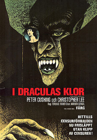 I Draculas klor 1958 poster Peter Cushing Christopher Lee Michael Gough Terence Fisher Filmbolag: Hammer Films Affischkonstnär: Hans Arnold