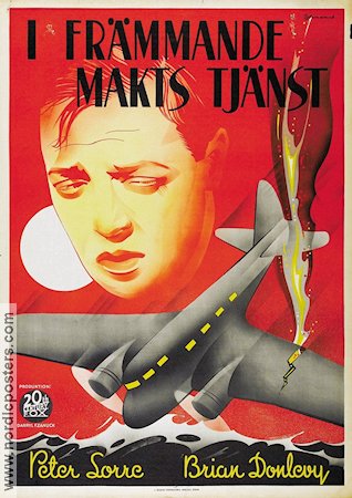 I främmande makts tjänst 1936 poster Peter Lorre Flyg Eric Rohman art