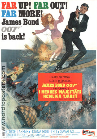 I hennes majestäts hemliga tjänst 1969 poster George Lazenby Telly Savalas Diana Rigg Peter Hunt Berg Vintersport