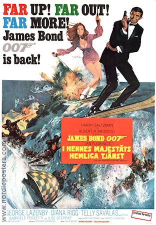 I hennes majestäts hemliga tjänst 1969 poster George Lazenby Telly Savalas Diana Rigg Peter Hunt Berg Vintersport