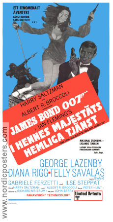 I hennes majestäts hemliga tjänst 1969 poster George Lazenby Telly Savalas Diana Rigg Peter Hunt