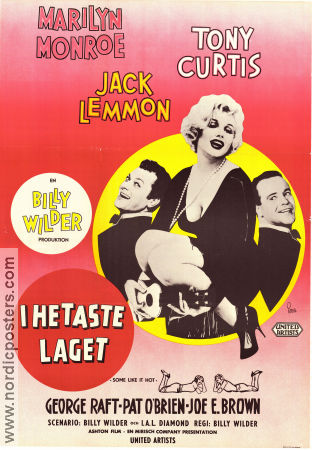 I hetaste laget 1959 poster Marilyn Monroe Jack Lemmon Tony Curtis Billy Wilder