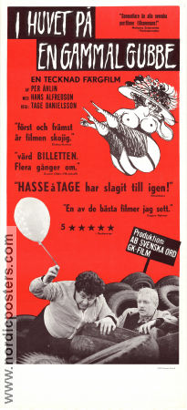 I huvet på en gammal gubbe 1968 poster Hans Alfredson Fatima Ekman Monica Nielsen Rolf Bengtsson Per Åhlin Filmbolag: AB Svenska Ord Animerat