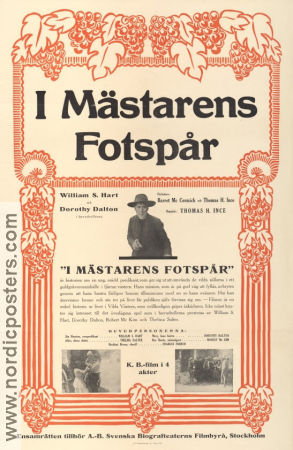 I mästarens fotspår 1916 poster William S Hart Clara Williams Jack Standing Charles Swickard