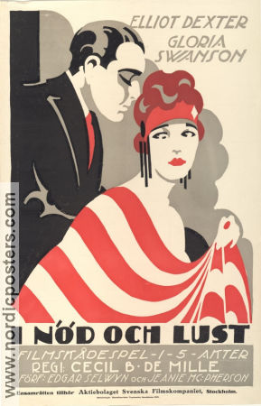 I nöd och lust 1919 poster Gloria Swanson Elliott Dexter Tom Forman Cecil B DeMille