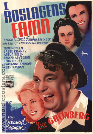 I Roslagens famn 1945 poster Åke Grönberg Artur Rolén Vera Lindby Schamyl Bauman Musik: Evert Taube Skärgård Musikaler Eric Rohman art