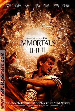 Immortals 2011 poster Henry Cavill Mickey Rourke John Hurt Kellan Lutz Tarsem Singh Svärd och sandal