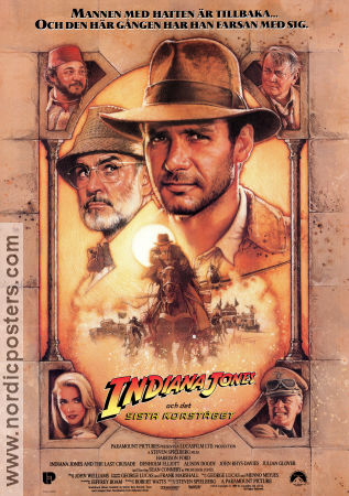 Indiana Jones och det sista korståget 1989 poster Harrison Ford Sean Connery Alison Doody Denholm Elliott River Phoenix Steven Spielberg Affischkonstnär: Drew Struzan Hitta mer: Indiana Jones