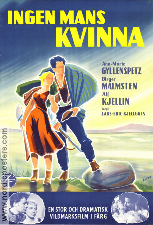 Ingen mans kvinna 1953 poster Alf Kjellin Birger Malmsten Ann-Marie Gyllenspetz Lars-Eric Kjellgren Affischkonstnär: Walter Bjorne