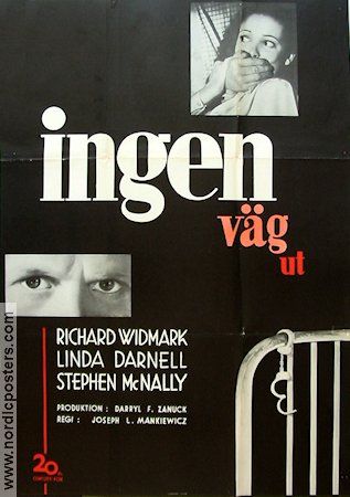 Ingen väg ut 1950 poster Richard Widmark Linda Darnell Film Noir