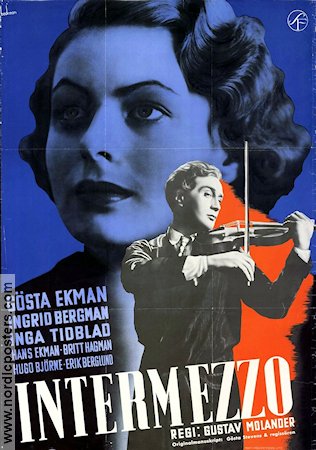 Intermezzo 1936 poster Ingrid Bergman Gösta Ekman Inga Tidblad Gustav Molander Eric Rohman art Instrument