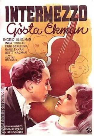 Intermezzo 1936 poster Ingrid Bergman Gösta Ekman Inga Tidblad Gustav Molander Eric Rohman art Instrument