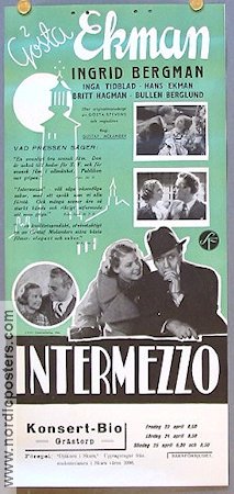 Intermezzo 1936 poster Ingrid Bergman Gösta Ekman Inga Tidblad Gustav Molander