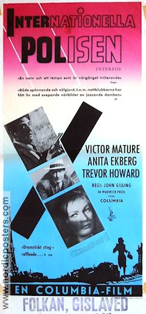 Internationella polisen 1957 poster Anita Ekberg Victor Mature Poliser