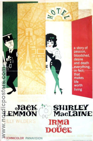 Irma la Douce 1963 poster Jack Lemmon Shirley MacLain Lou Jacobi Billy Wilder