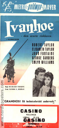 Ivanhoe 1952 poster Robert Taylor Elizabeth Taylor Joan Fontaine Richard Thorpe