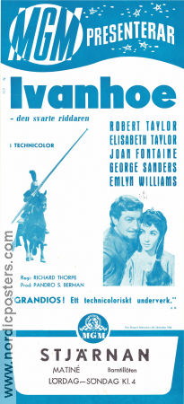 Ivanhoe 1952 poster Robert Taylor Elizabeth Taylor Joan Fontaine Richard Thorpe