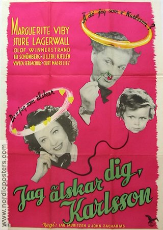 Jag älskar dig Karlsson 1947 poster Marguerite Viby Sture Lagerwall Telefoner