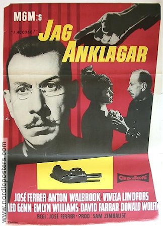 Jag anklagar 1958 poster José Ferrer Viveca Lindfors Vapen