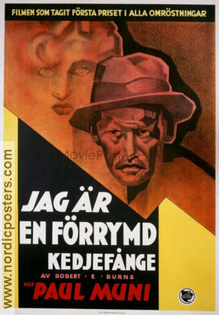 Jag är en förrymd kedjefånge 1933 poster Paul Muni Mervyn LeRoy