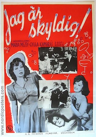 Jag är skyldig 1944 poster Maria Mezei Filmen från: Hungary